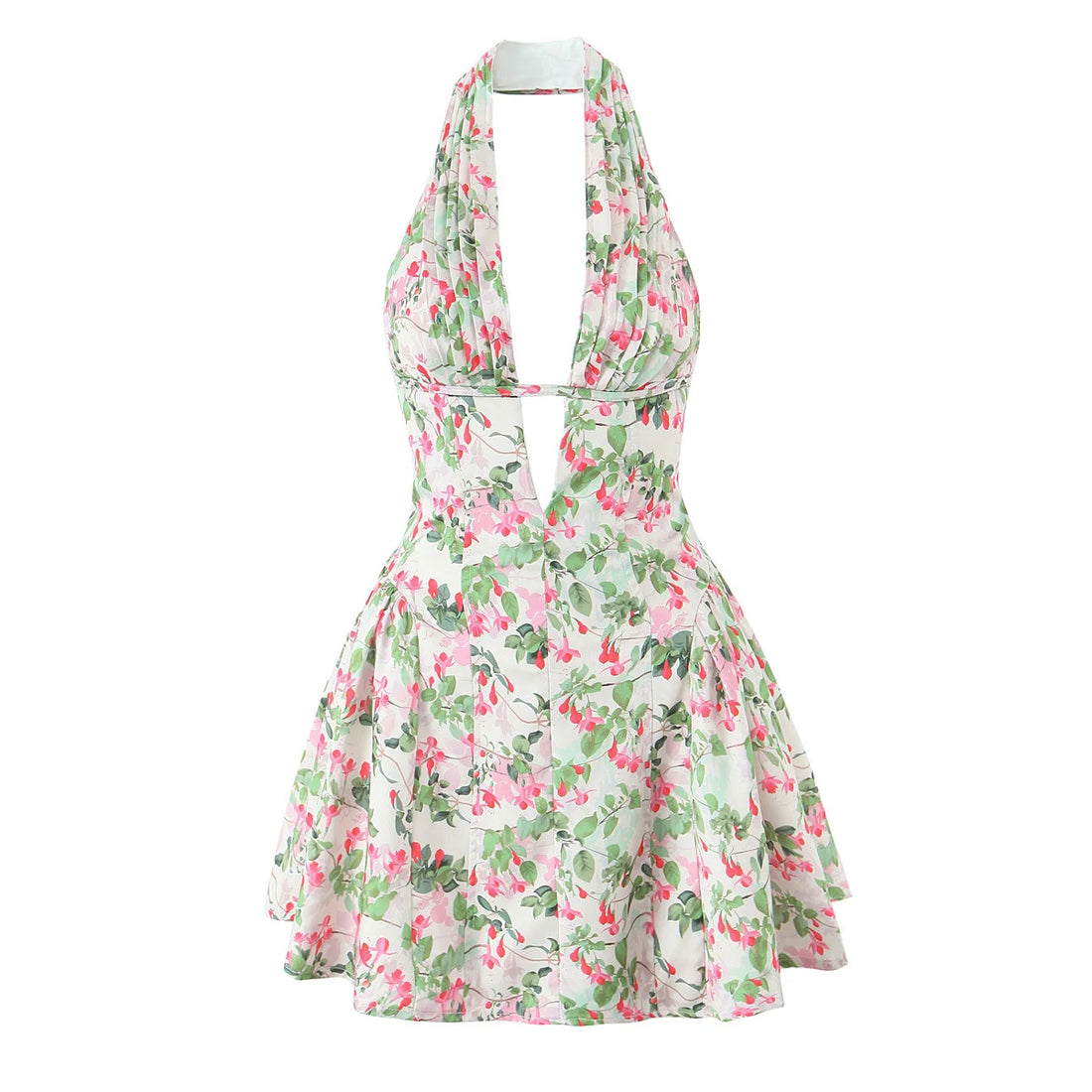 French Dot Halter Mini Dress