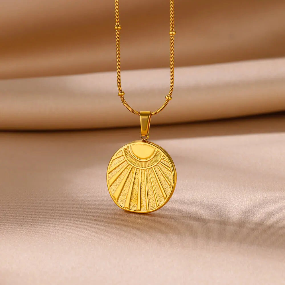 Trobicana Stainless Steel Geometric Sunflower Pendant Necklace - image 31