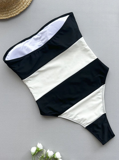 Strapless Patchwork Monokini