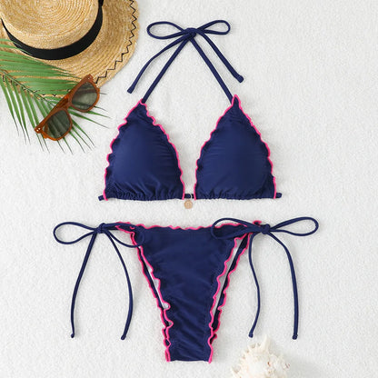 Micro Bikini Women Two-piece Swimsuit Sexy Pleated  Female Swimwear Woman 2026 Bandage Bathing Suit Beach Thong Bikinis Sets