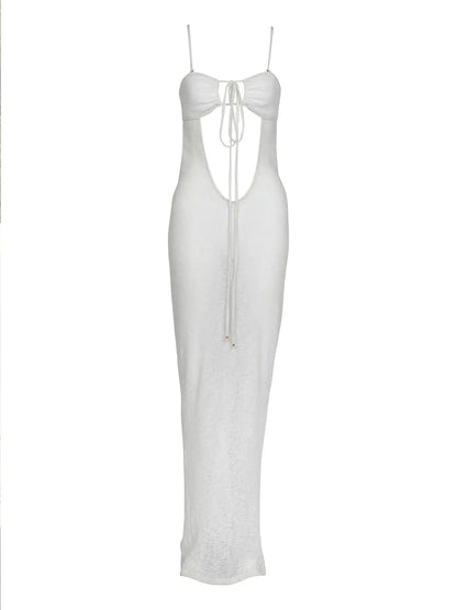 Crochet Cut-Out Halter Dress