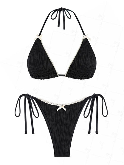 Textured Bow Bikini