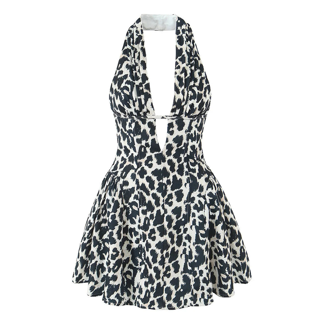 French Dot Halter Mini Dress