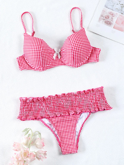 Plaid Bow Bikini