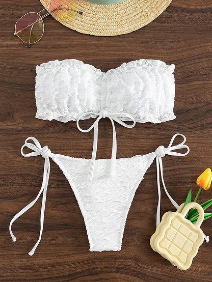 Summer Solid Color Bandeau Bikini