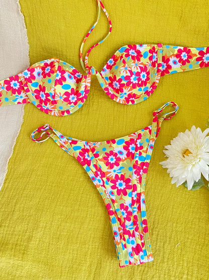 Push Up Swimwear Print Bikinis Set
