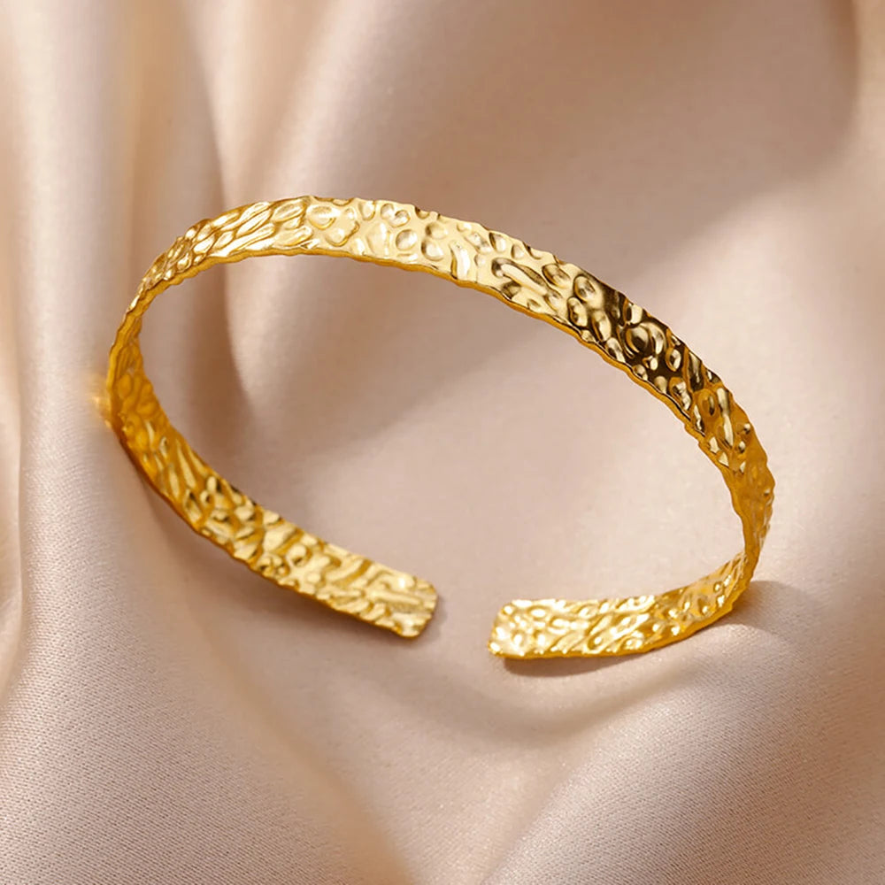 Trobicana Wide Flower Cuff Bangle – Luxury Gold Color Bracelet - image 15