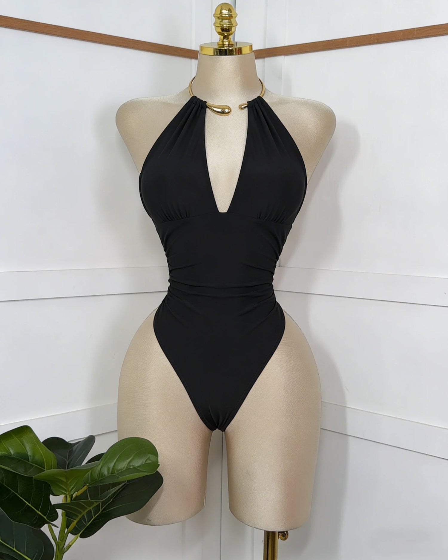 Deep V Neck One Piece Swimsuit Women Swimwear Bodysuit Monokini Print Swim Suit Bathing Suit Beachwear Vacation Resort Wear