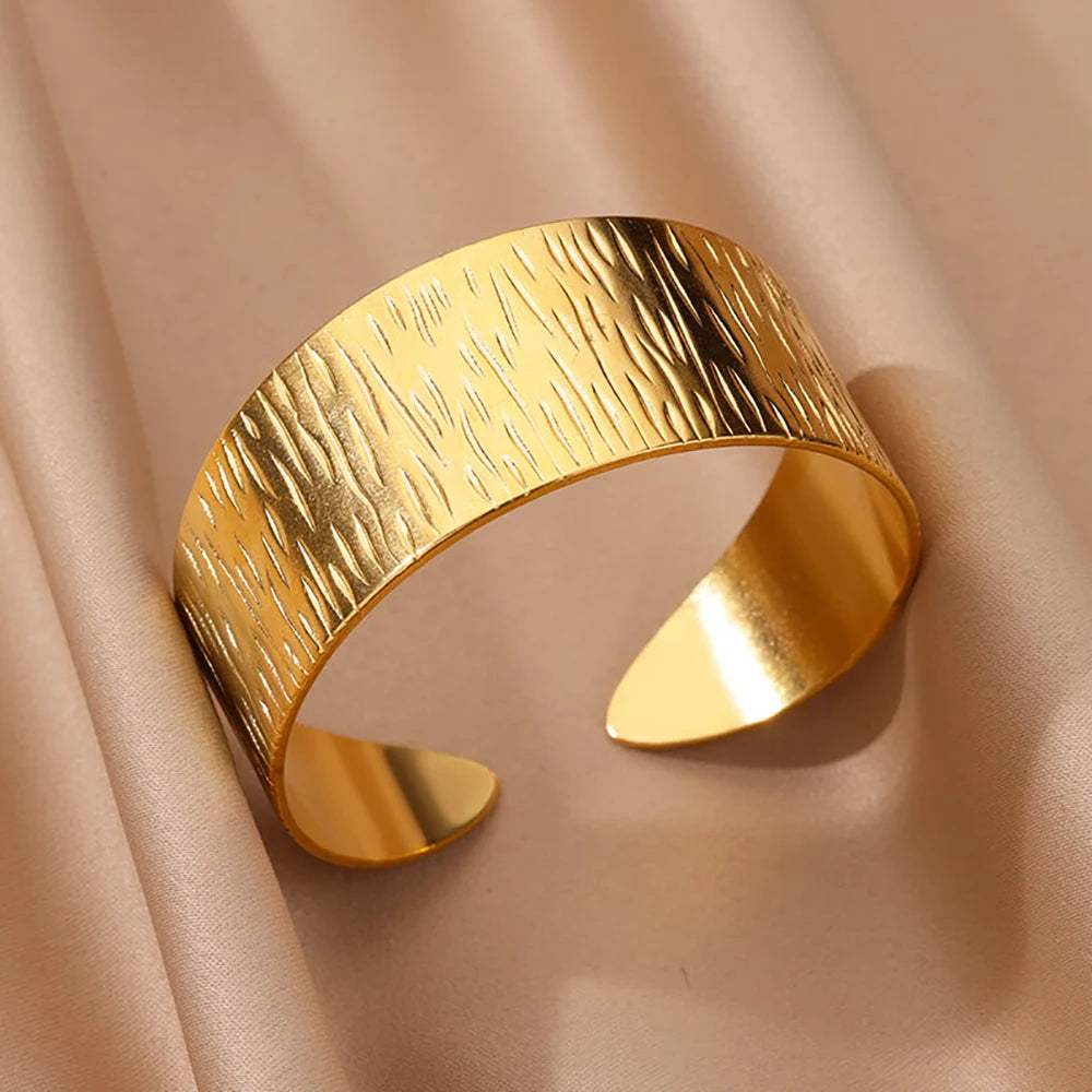 Trobicana Wide Flower Cuff Bangle – Luxury Gold Color Bracelet - image 11