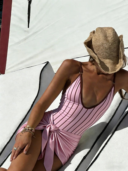 Print Deep V Neck One Piece Swimsuit Women Swimwear Bodysuit Monokini High Leg Swim Suit Bathing Suit Beachwear