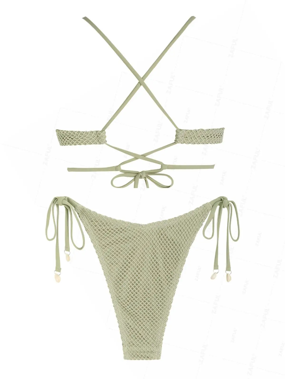 Star Cut-Out Fishnet Bikini Set