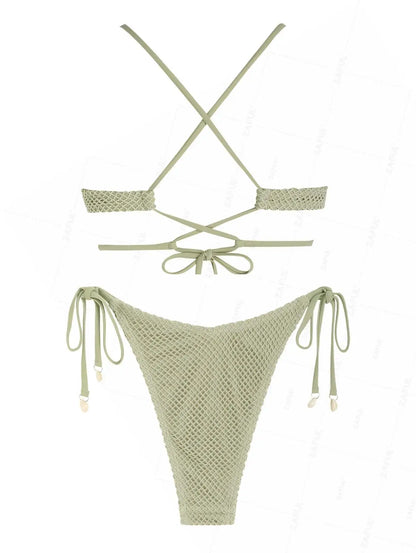 Star Cut-Out Fishnet Bikini Set