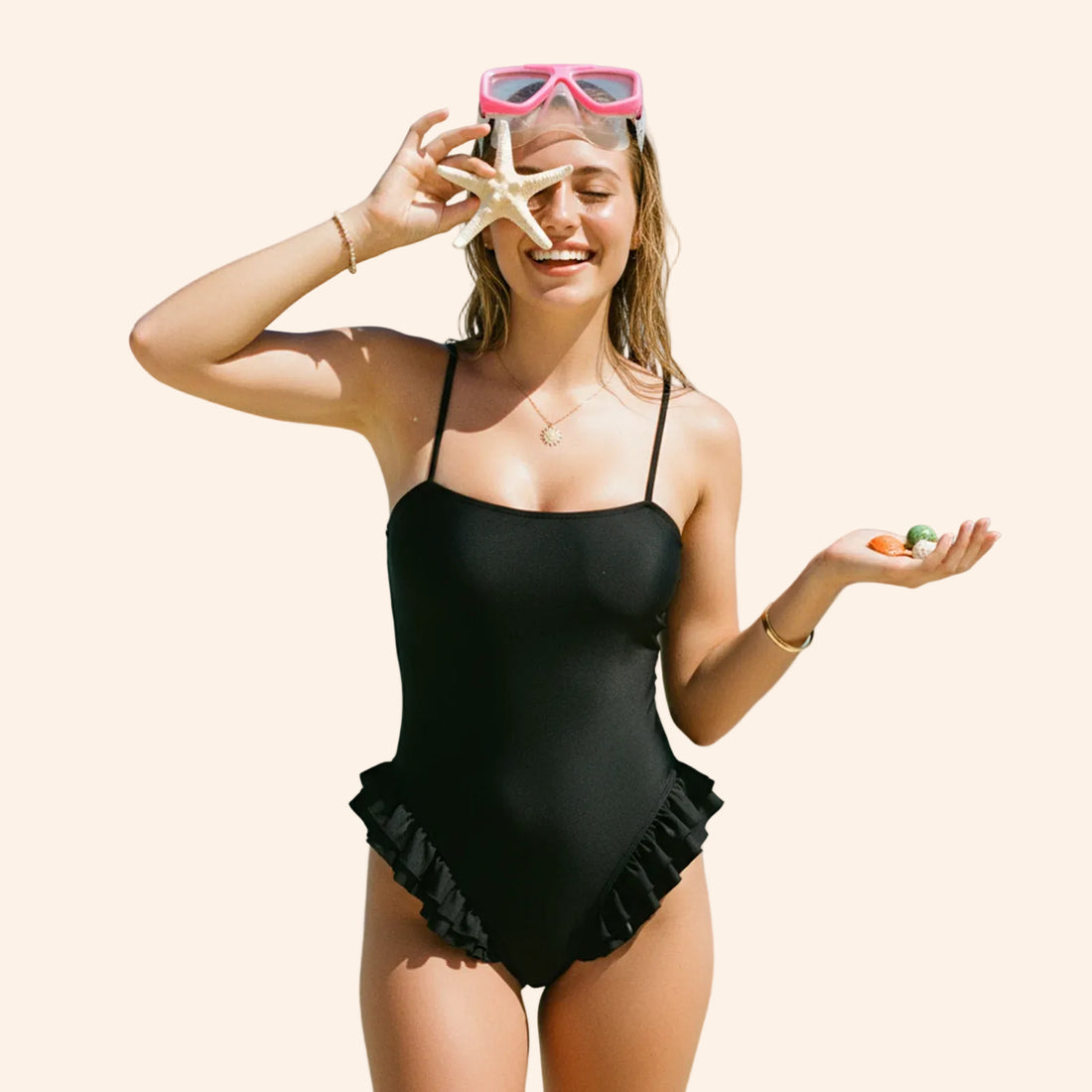 Ruffle Cut-Out One-Piece