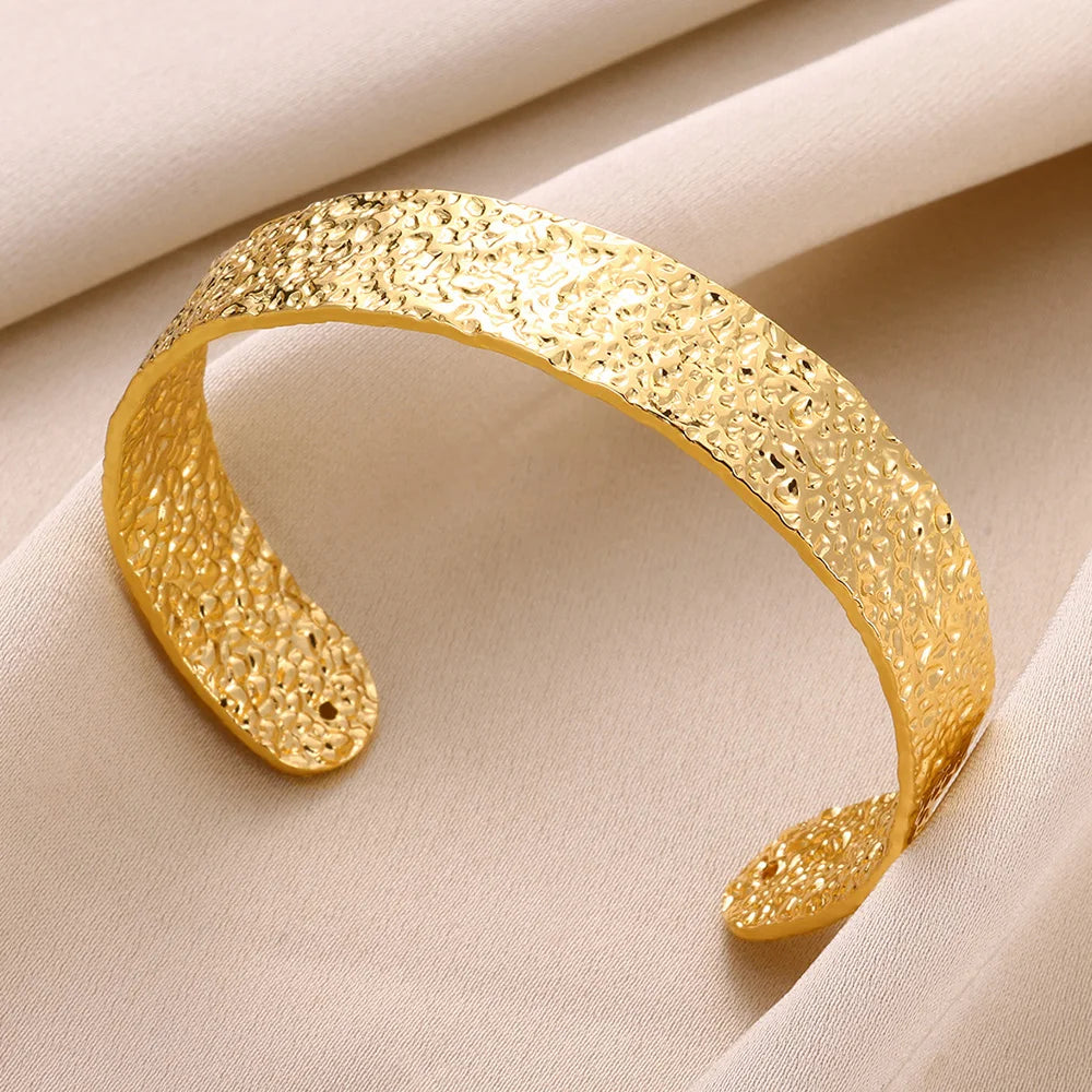 Trobicana Wide Flower Cuff Bangle – Luxury Gold Color Bracelet - image 5