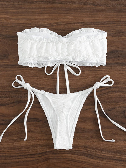 Summer Solid Color Bandeau Bikini