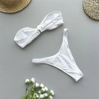 Bandeau Knotted Brazilian High Cut Bikini Women Swimwear Female Swimsuit Two-pieces Bikini set Bather Bathing Suit Swim K5930