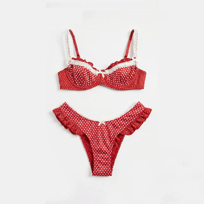 Sexy Underwire Bikini Ruffle Swimsuit Women Swimwear High Leg Two Piece Bathing Suit Beachwear Summer Biquini