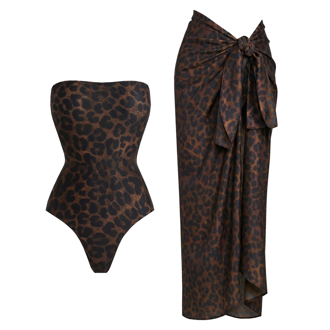 Leopard Sarong Swim Set