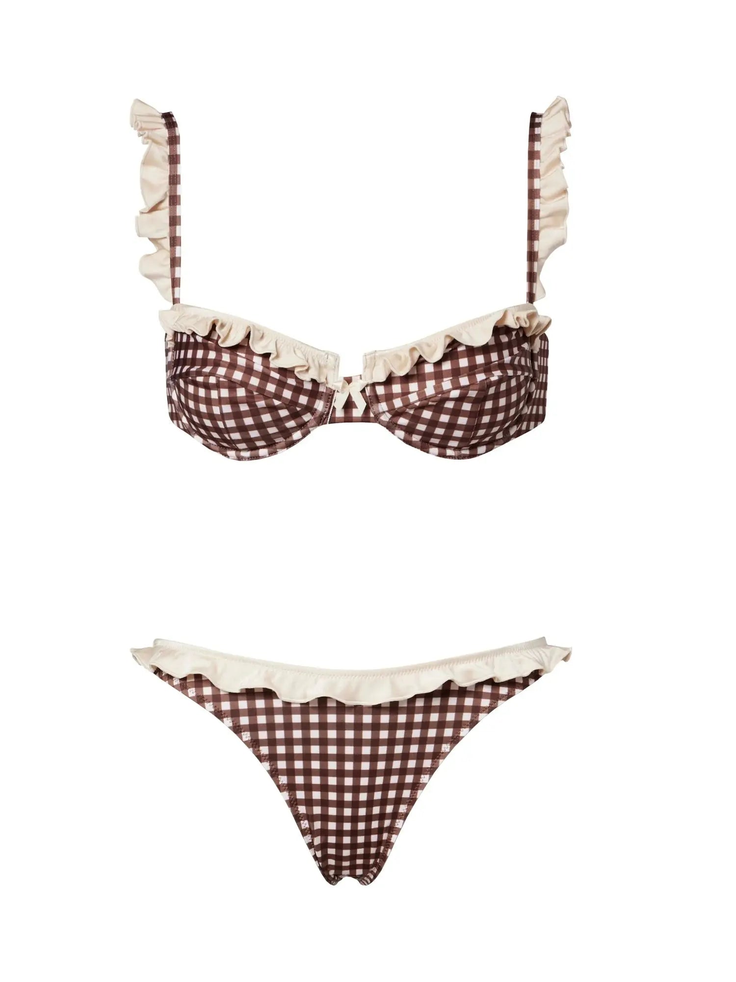 Sexy Underwire Bikini Ruffle Swimsuit Women Swimwear High Leg Two Piece Bathing Suit Beachwear Summer Biquini