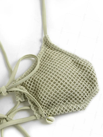 Star Cut-Out Fishnet Bikini Set