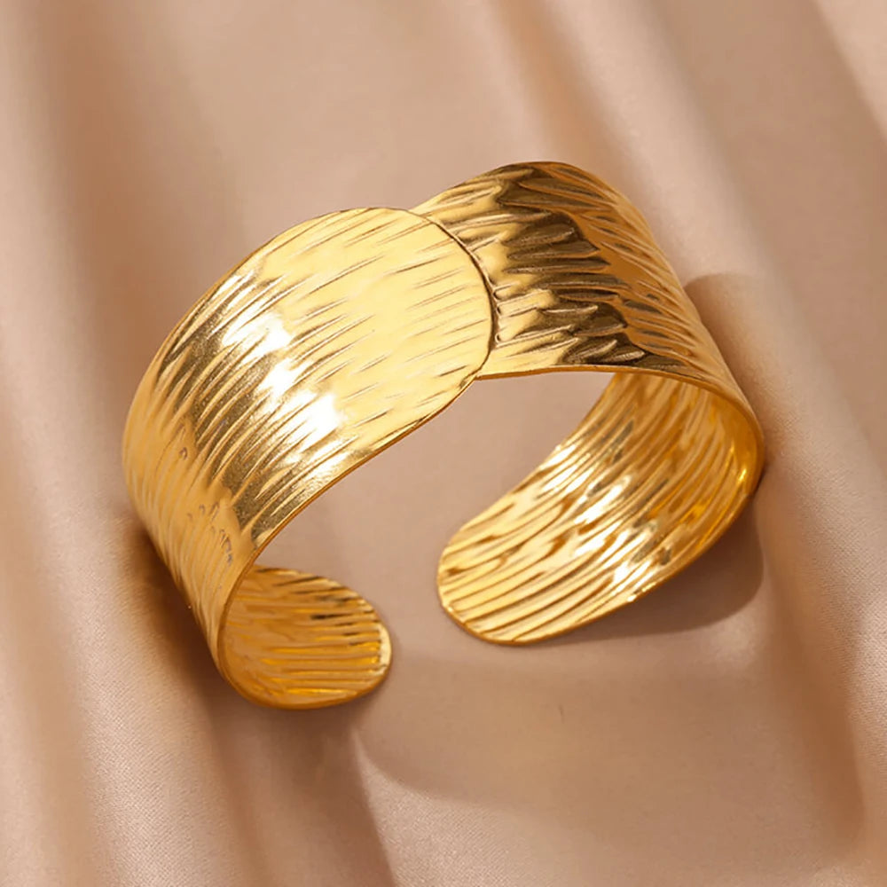 Trobicana Wide Flower Cuff Bangle – Luxury Gold Color Bracelet - image 6