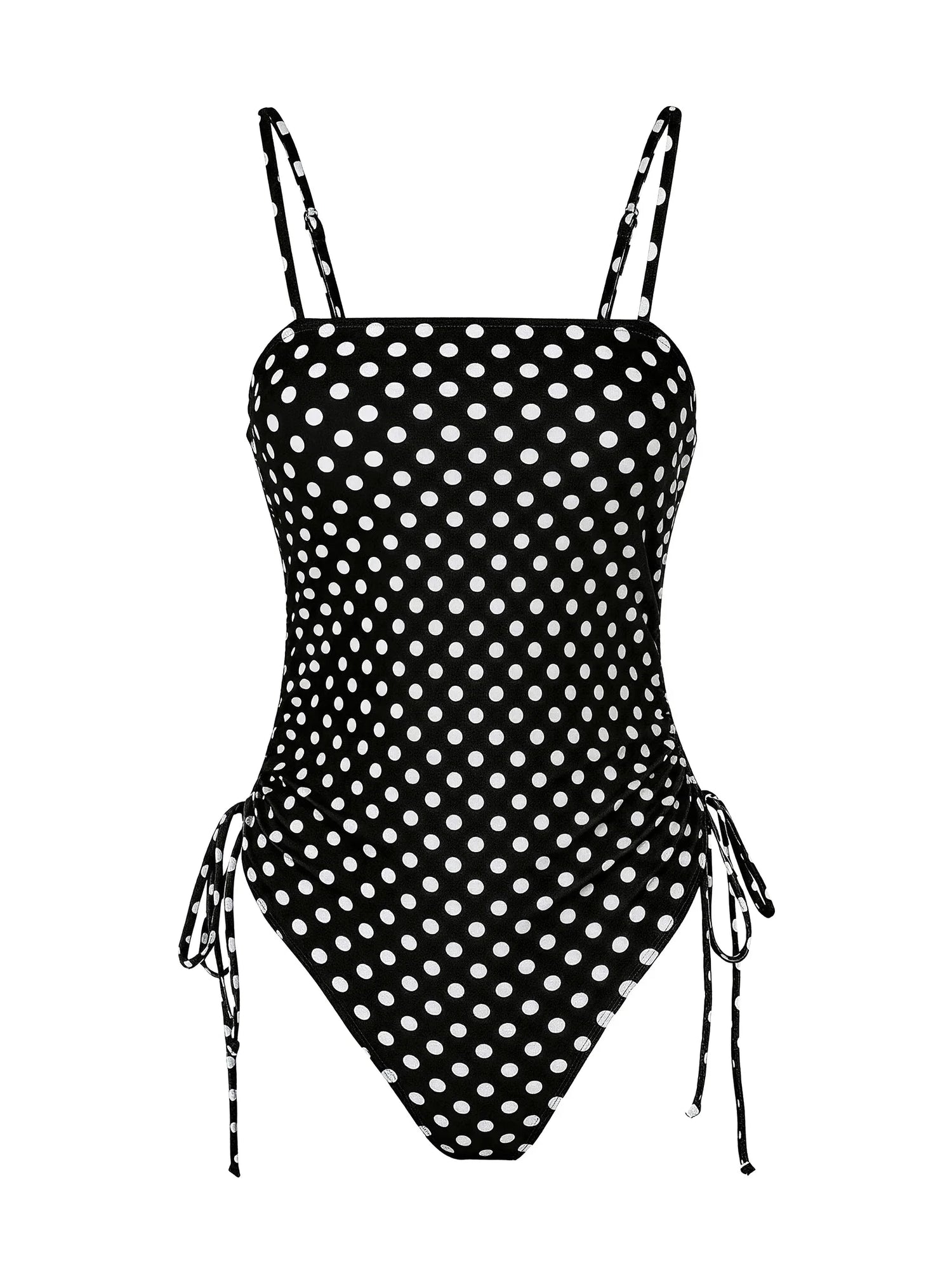 Chic Polka Dot Bikini Set High Cut Swimwear Pink Retro Swimsuit Ruched Top with Side Ties Tropical Vacation Beach Outfit K369