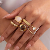 Trobicana French Minimalist Vintage Metal Ring Set - image 1