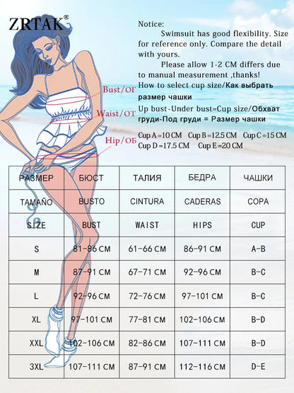Zrtak Push Up Swimsuit Sexy Swimwear Women Bandeau Beachwear High Waist Bathing Suits Sexy Bodysuit Solid Color Swimsuits