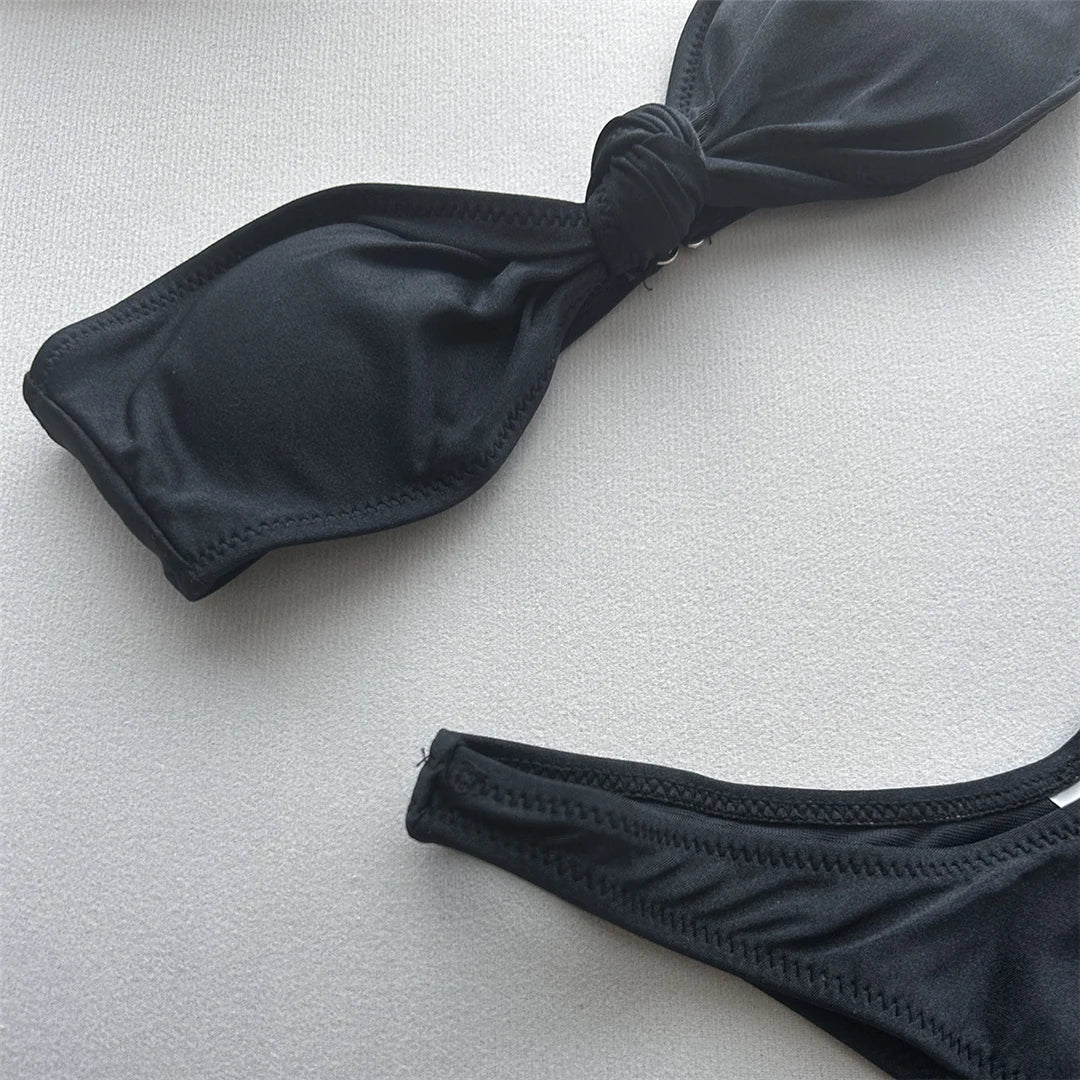 Bandeau Knotted Brazilian High Cut Bikini Women Swimwear Female Swimsuit Two-pieces Bikini set Bather Bathing Suit Swim K5930