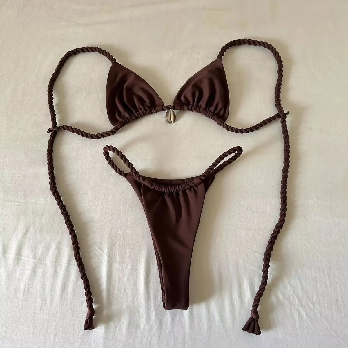 Sexy Bead Bikini Swimsuit Swimwear Swimsuits Halter Bathing Suits High Leg Two-Piece Suits Beachwear Biquini